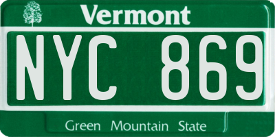 VT license plate NYC869