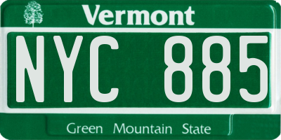 VT license plate NYC885