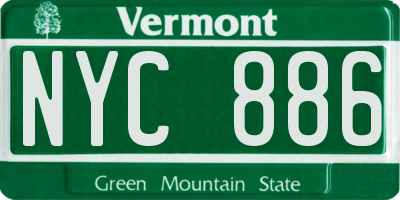 VT license plate NYC886