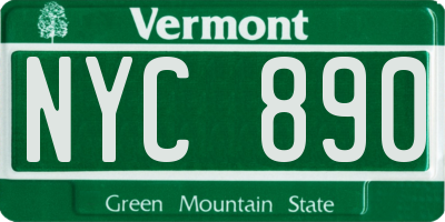 VT license plate NYC890