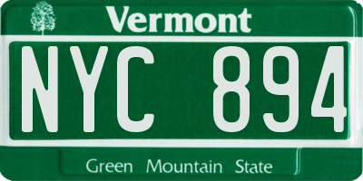 VT license plate NYC894