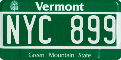 VT license plate NYC899