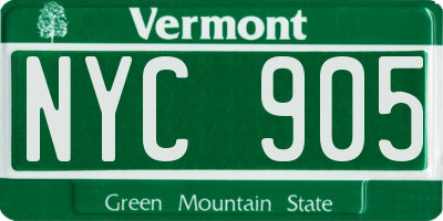 VT license plate NYC905