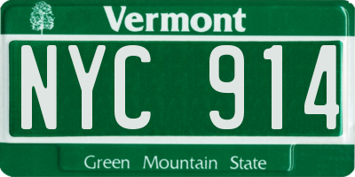 VT license plate NYC914