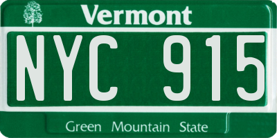 VT license plate NYC915