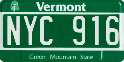 VT license plate NYC916
