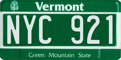 VT license plate NYC921