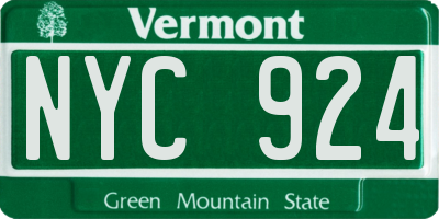 VT license plate NYC924
