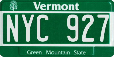VT license plate NYC927
