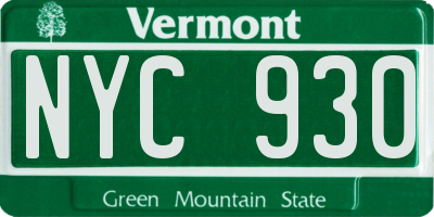 VT license plate NYC930