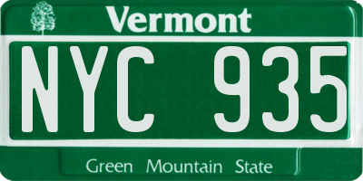 VT license plate NYC935