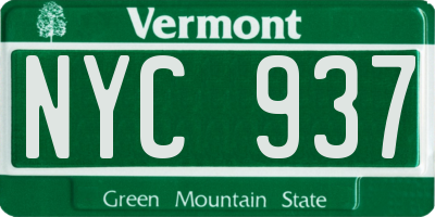 VT license plate NYC937