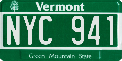 VT license plate NYC941