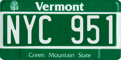 VT license plate NYC951