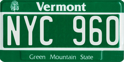VT license plate NYC960