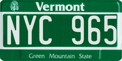 VT license plate NYC965
