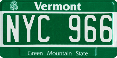 VT license plate NYC966