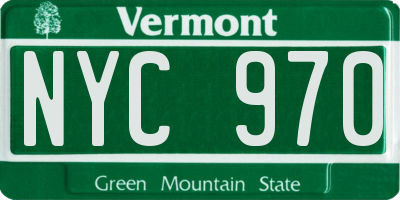 VT license plate NYC970