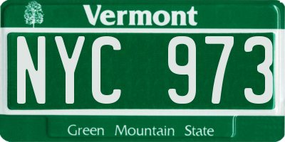 VT license plate NYC973