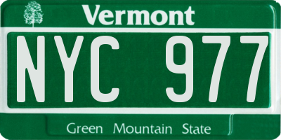 VT license plate NYC977
