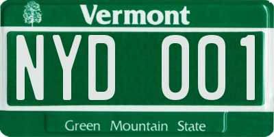 VT license plate NYD001