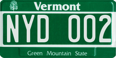 VT license plate NYD002
