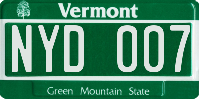 VT license plate NYD007