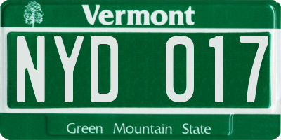 VT license plate NYD017