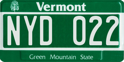 VT license plate NYD022