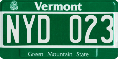 VT license plate NYD023