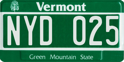 VT license plate NYD025