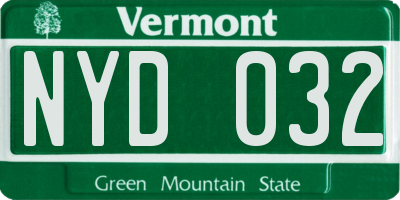 VT license plate NYD032