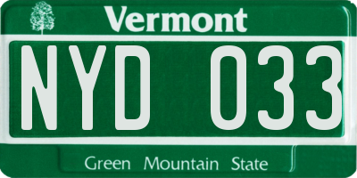 VT license plate NYD033