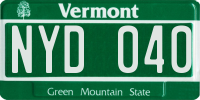VT license plate NYD040