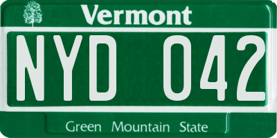 VT license plate NYD042