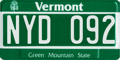 VT license plate NYD092