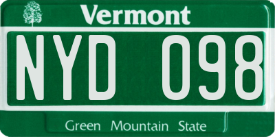 VT license plate NYD098