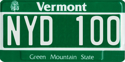 VT license plate NYD100