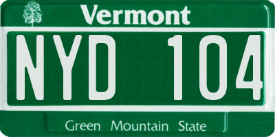 VT license plate NYD104