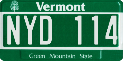 VT license plate NYD114