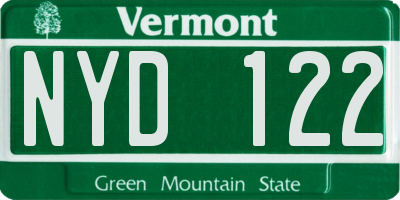 VT license plate NYD122