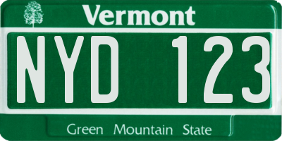 VT license plate NYD123