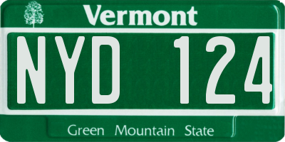 VT license plate NYD124