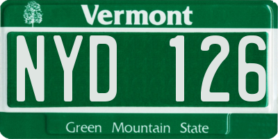 VT license plate NYD126
