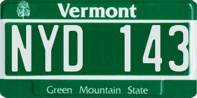VT license plate NYD143
