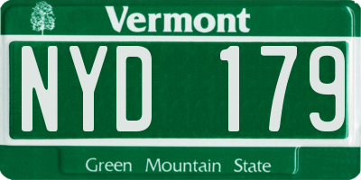 VT license plate NYD179