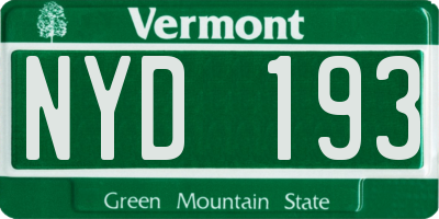 VT license plate NYD193