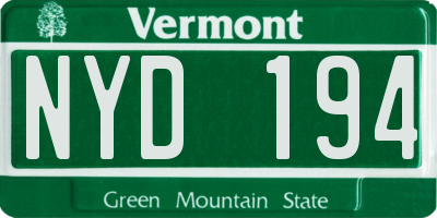 VT license plate NYD194