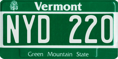 VT license plate NYD220
