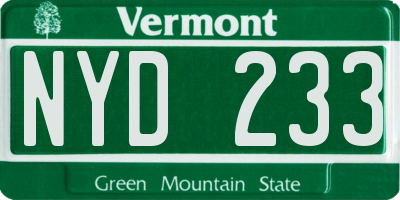 VT license plate NYD233